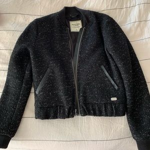 Black and white wool bomber jacket
